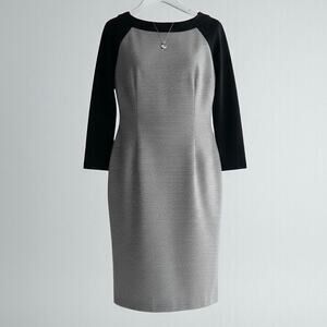 Doncaster Black & White Houndstooth Cropped Sleeve Dress